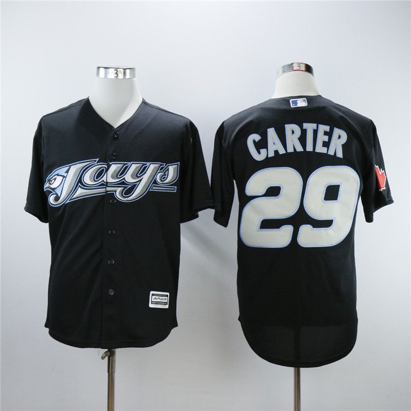 Men Toronto Blue Jays 29 Carter Black Trowback MLB Jerseys